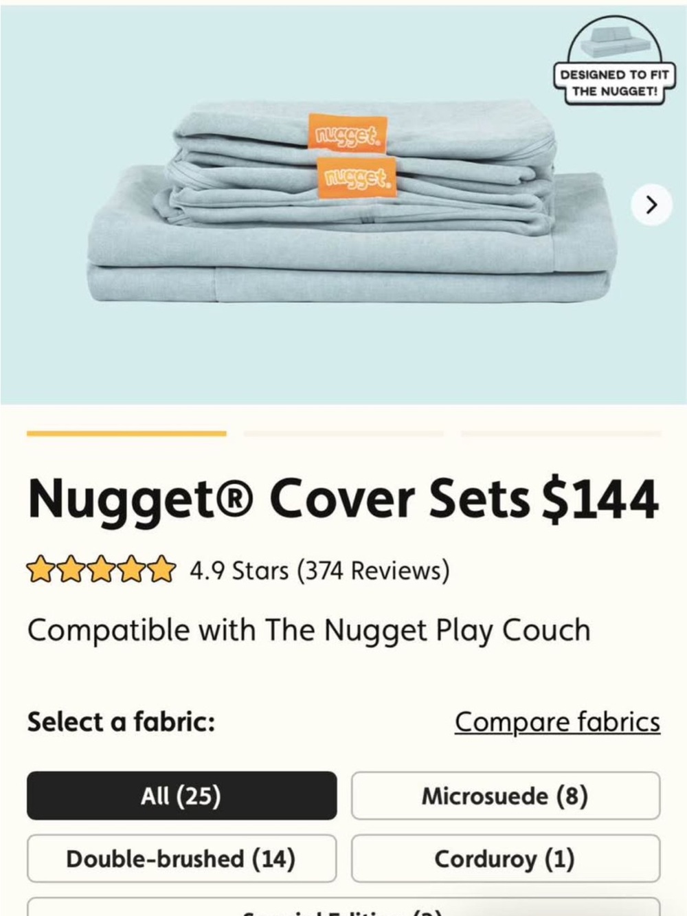 Nugget Light Blue Cover Set for Kids Toys